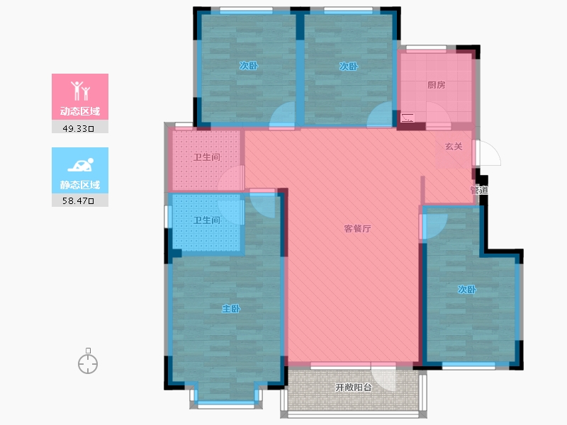 辽宁省-沈阳市-中铁香湖-100.50-户型库-动静分区