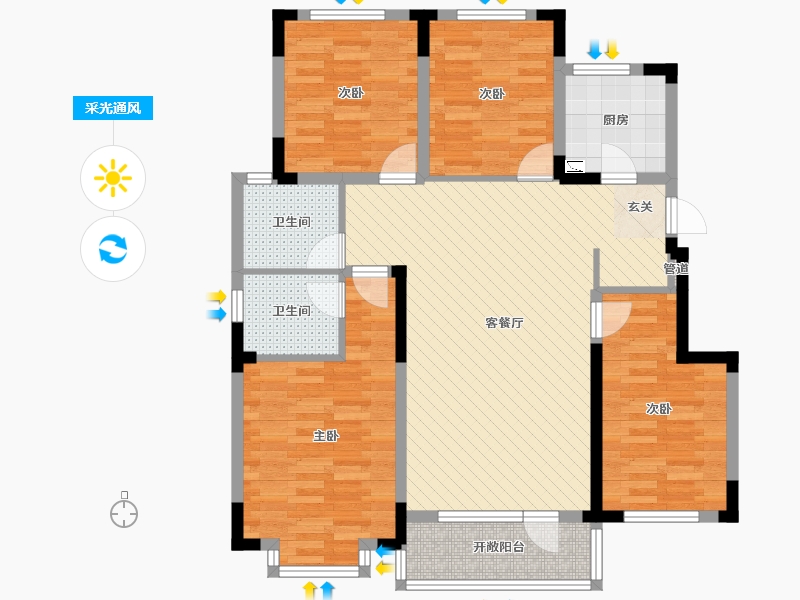 辽宁省-沈阳市-中铁香湖-100.50-户型库-采光通风