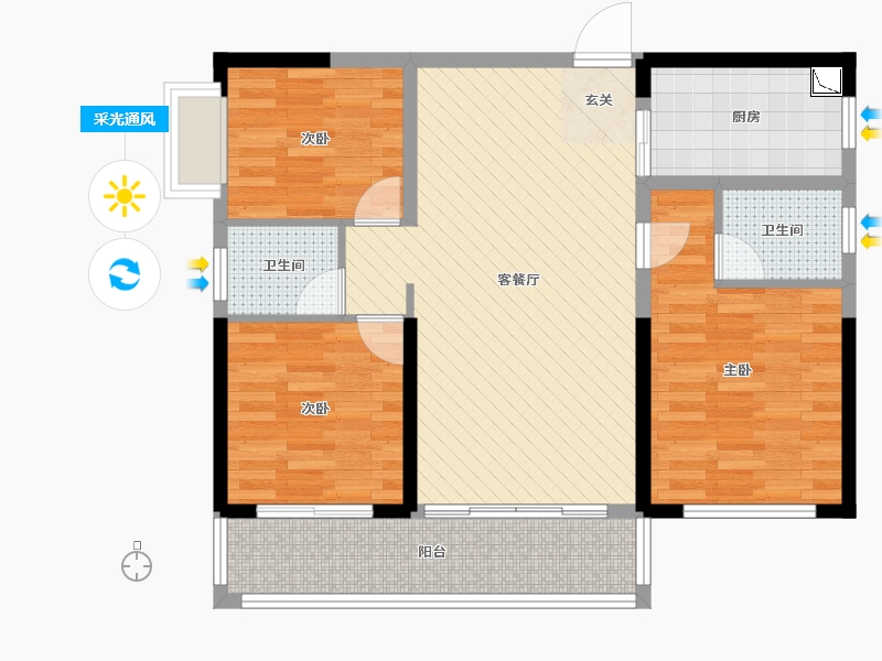 湖南省-长沙市-创元时代-82.24-户型库-采光通风