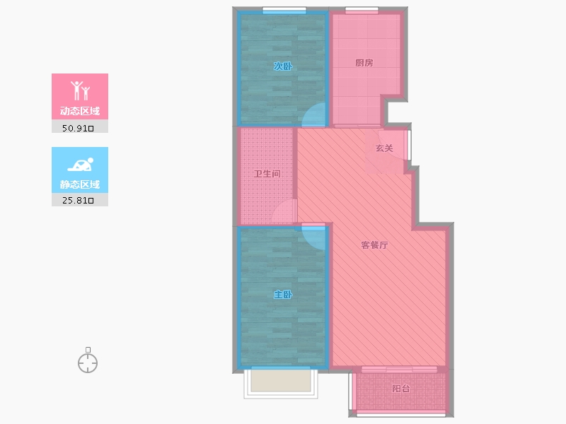 河北省-沧州市-南大港扣村-67.70-户型库-动静分区