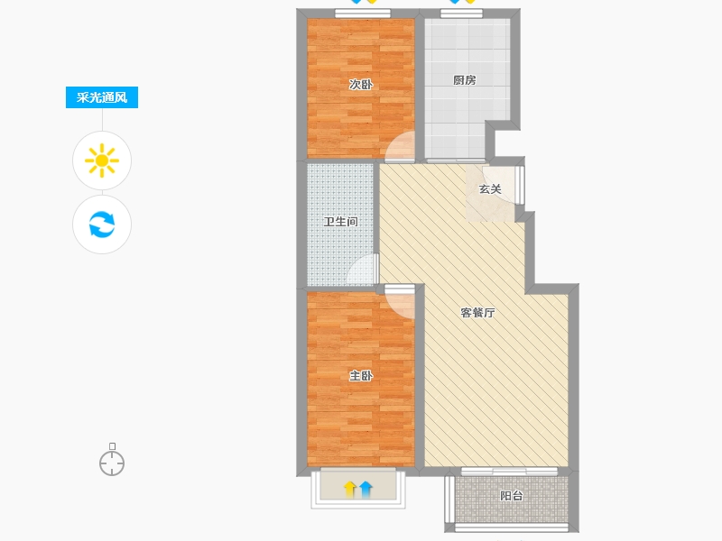 河北省-沧州市-南大港扣村-67.70-户型库-采光通风