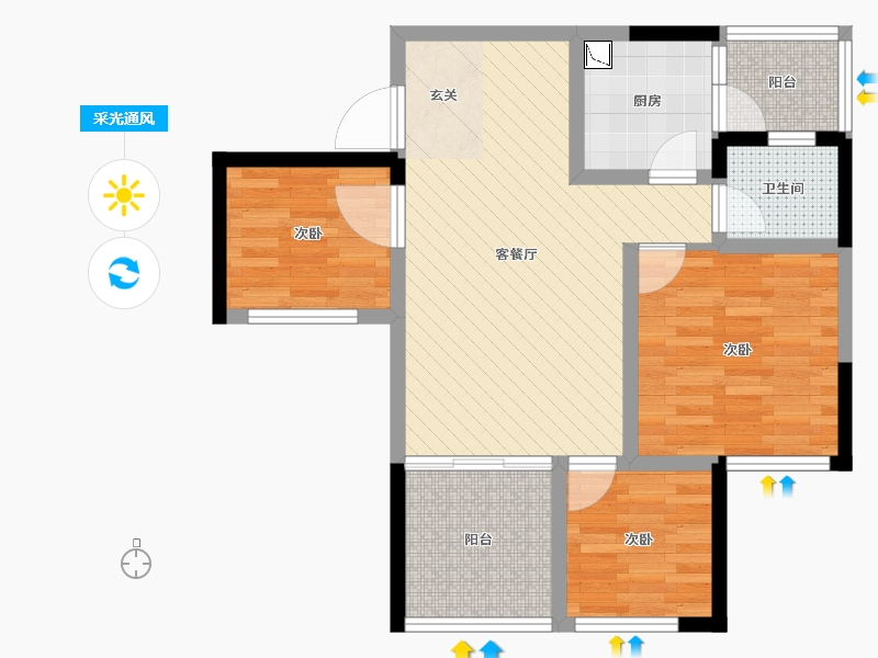 四川省-乐山市-邦泰国际社区-66.22-户型库-采光通风