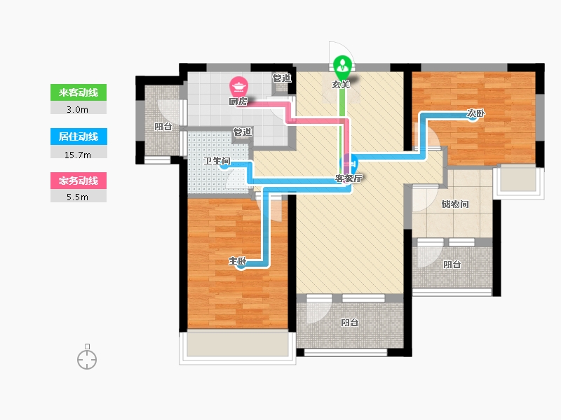 辽宁省-沈阳市-沈阳雅居乐花园-70.75-户型库-动静线