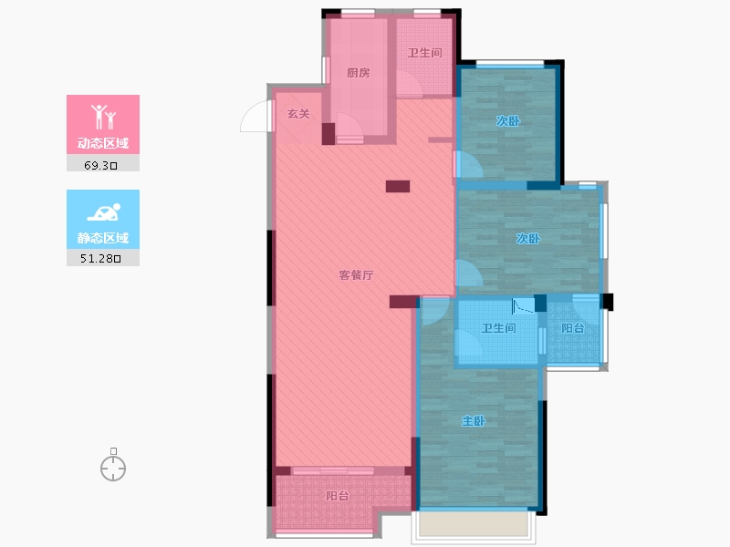 浙江省-丽水市-绿谷庄园云水居-106.67-户型库-动静分区