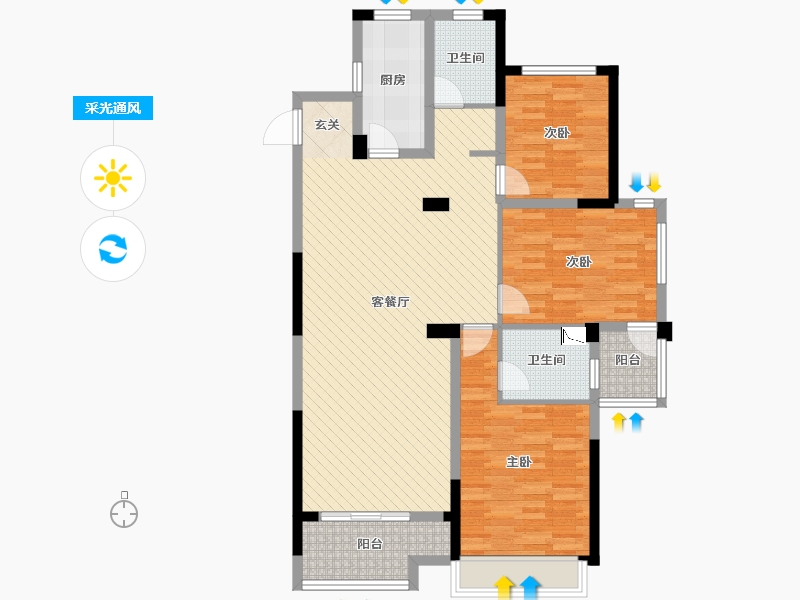 浙江省-丽水市-绿谷庄园云水居-106.67-户型库-采光通风