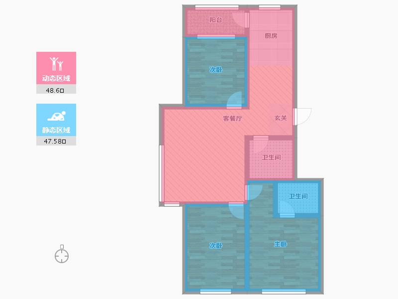 吉林省-延边朝鲜族自治州-水韵阳光-83.52-户型库-动静分区