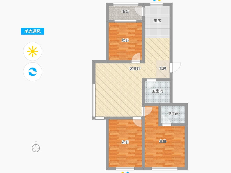 吉林省-延边朝鲜族自治州-水韵阳光-83.52-户型库-采光通风