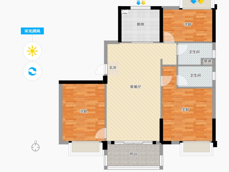 福建省-三明市-三明碧桂园-90.84-户型库-采光通风