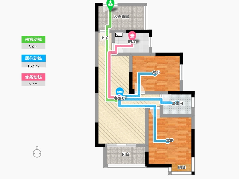 湖北省-武汉市-万豪水岸枫林6栋-66.66-户型库-动静线