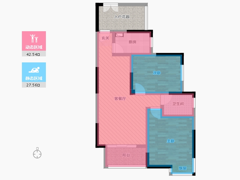 湖北省-武汉市-万豪水岸枫林6栋-66.66-户型库-动静分区