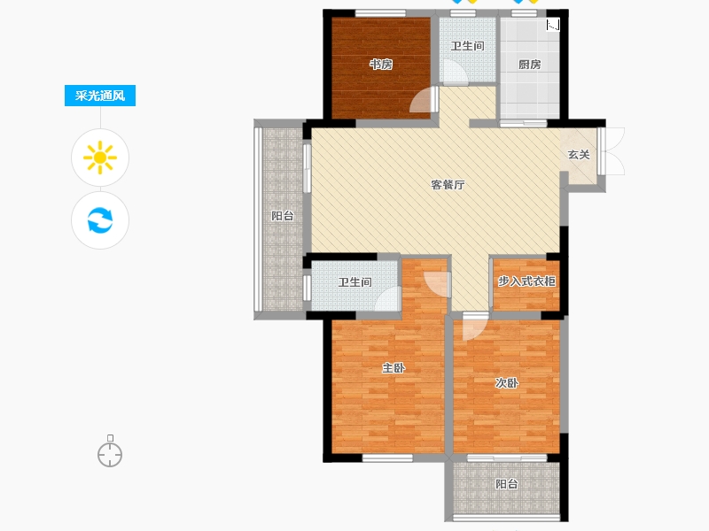 江苏省-宿迁市-名流望府-106.90-户型库-采光通风