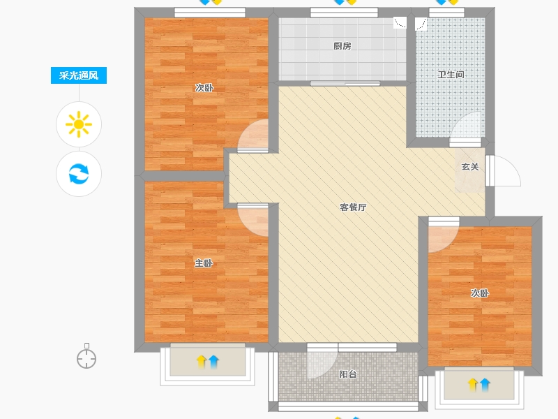 山东省-青岛市-奥润和府-75.85-户型库-采光通风