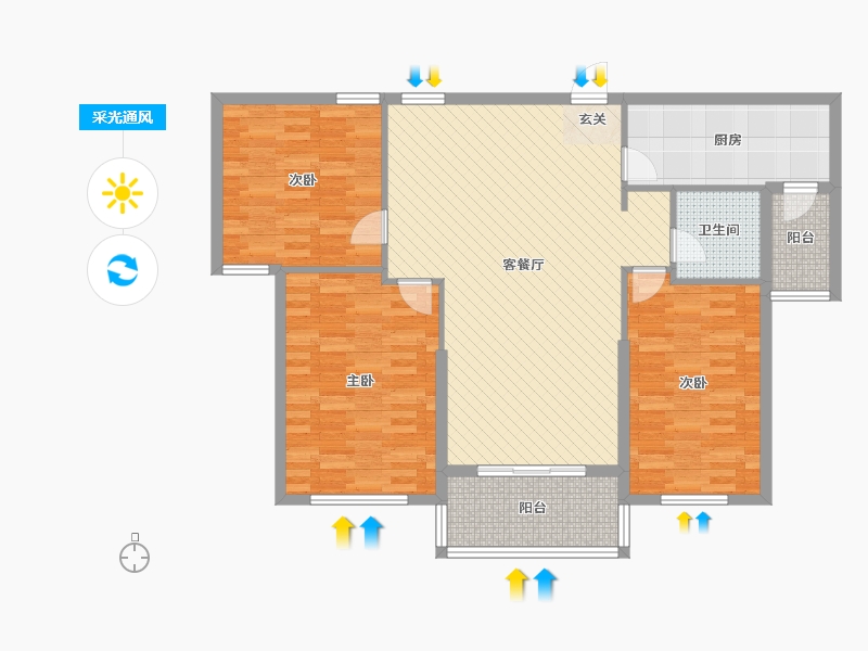 安徽省-池州市-东至碧桂园-108.00-户型库-采光通风