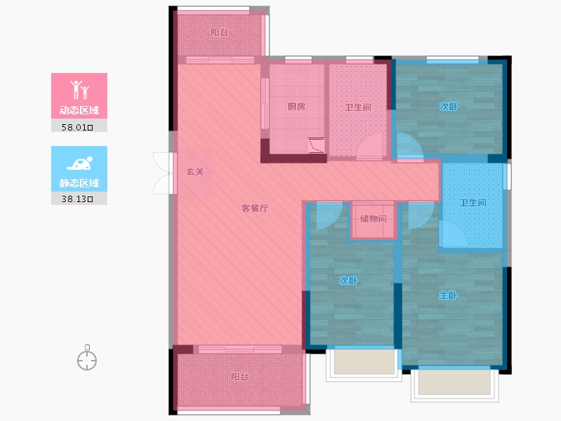 安徽省-合肥市-华南城紫荆名都-83.08-户型库-动静分区