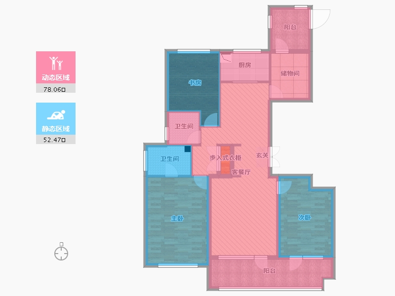 辽宁省-大连市-华润-114.75-户型库-动静分区