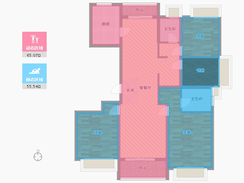 江苏省-盐城市-锦绣华府-105.10-户型库-动静分区