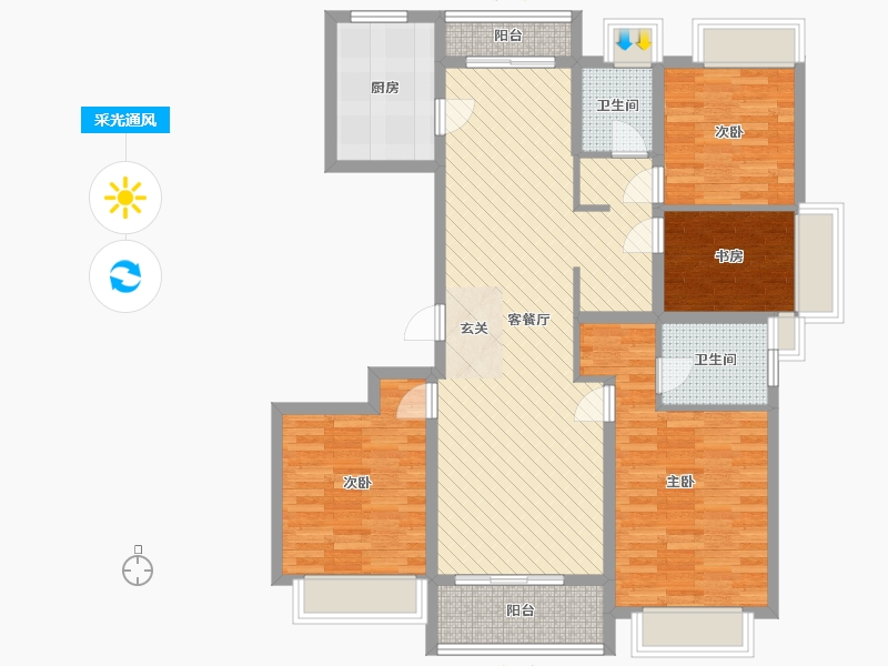 江苏省-盐城市-锦绣华府-105.10-户型库-采光通风