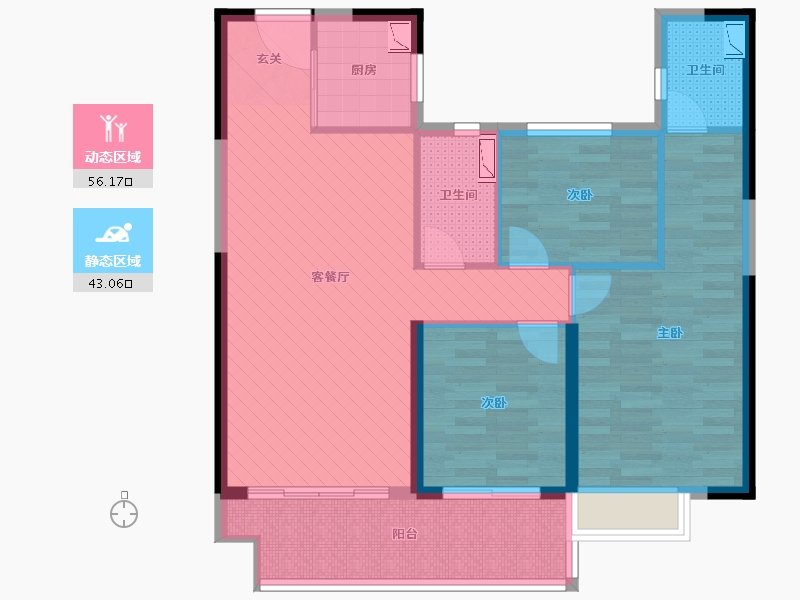 福建省-三明市-三明碧桂园-87.87-户型库-动静分区