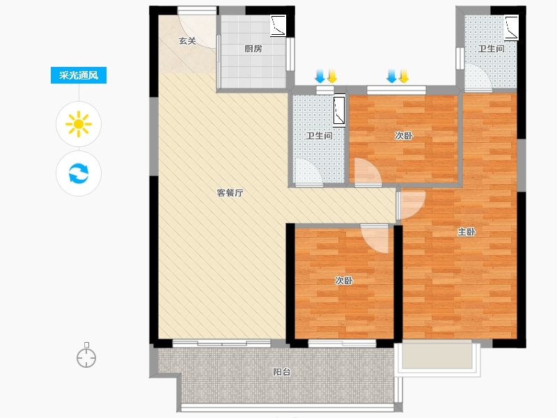 福建省-三明市-三明碧桂园-87.87-户型库-采光通风