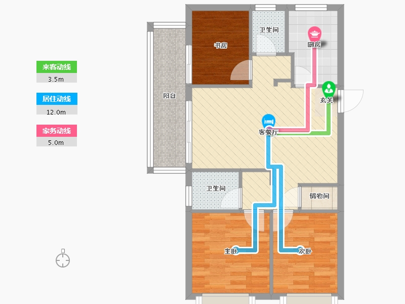 上海-上海市-绿地新里波洛克公馆-65.35-户型库-动静线