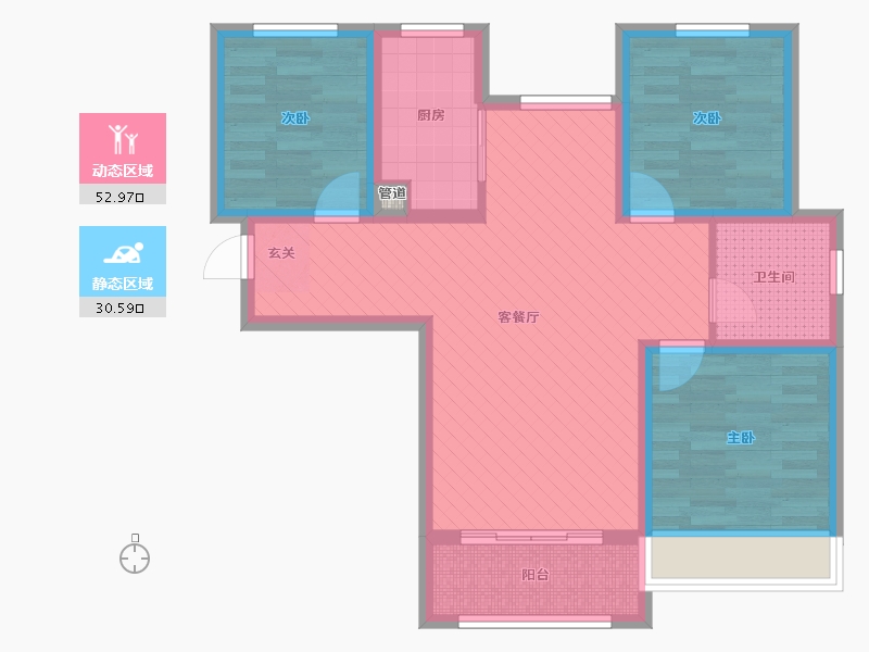 陕西省-西安市-绿地国际花都-72.62-户型库-动静分区