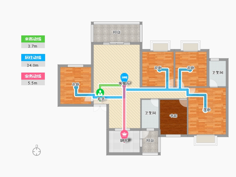 贵州省-黔东南苗族侗族自治州-鑫鼎国际名居-125.06-户型库-动静线