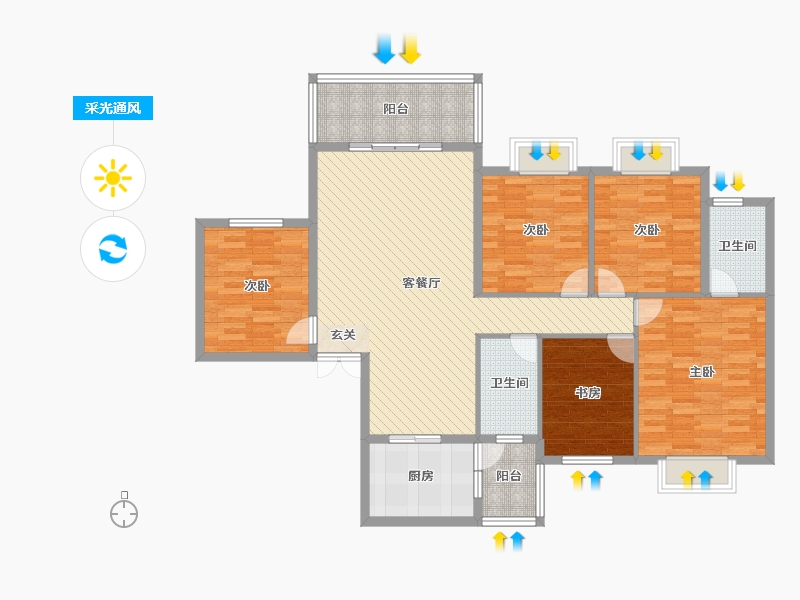 贵州省-黔东南苗族侗族自治州-鑫鼎国际名居-125.06-户型库-采光通风