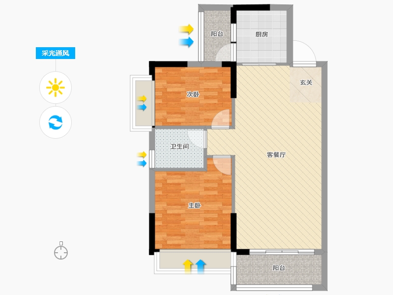 广东省-梅州市-宁江新城-69.73-户型库-采光通风