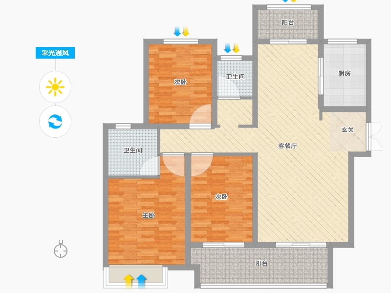 河南省-许昌市-建业桂圆-108.00-户型库-采光通风