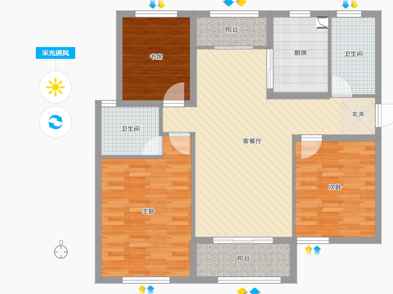 江苏省-徐州市-盛世茗居-87.55-户型库-采光通风