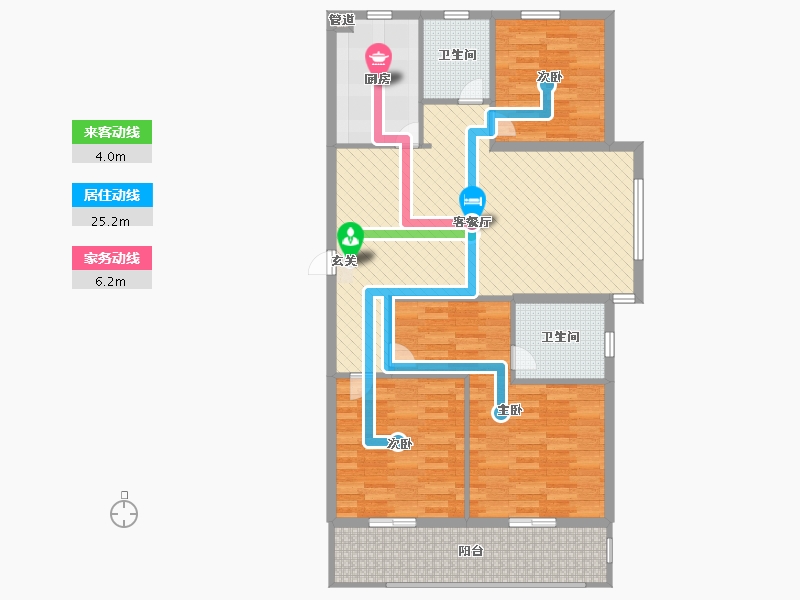 湖北省-潜江市-中南世纪雅苑-104.50-户型库-动静线