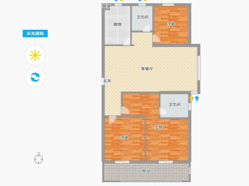 湖北省-潜江市-中南世纪雅苑-104.50-户型库-采光通风