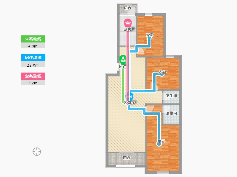 北京-北京市-龙锦苑东三区-4号楼-91.89-户型库-动静线