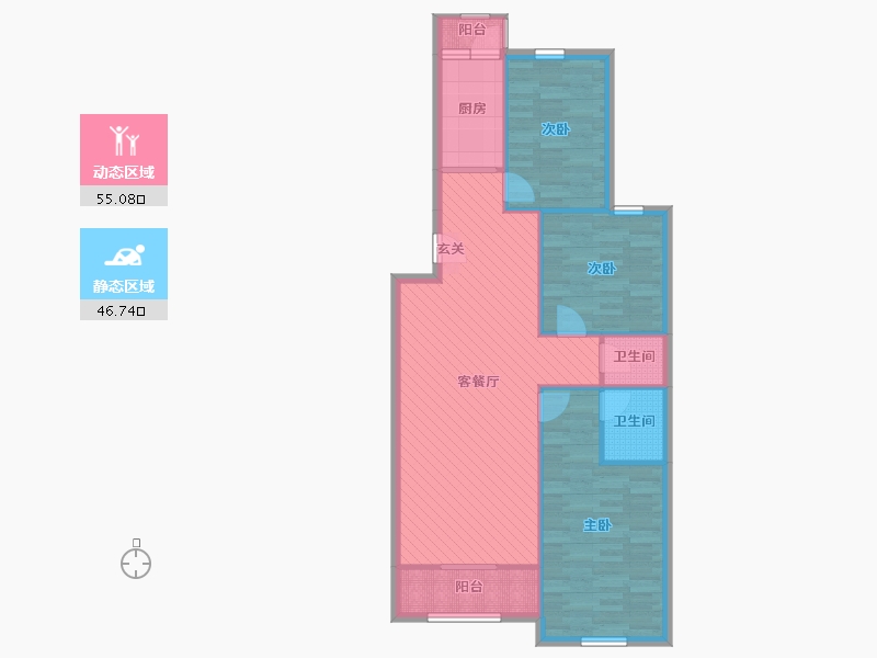 北京-北京市-龙锦苑东三区-4号楼-91.89-户型库-动静分区