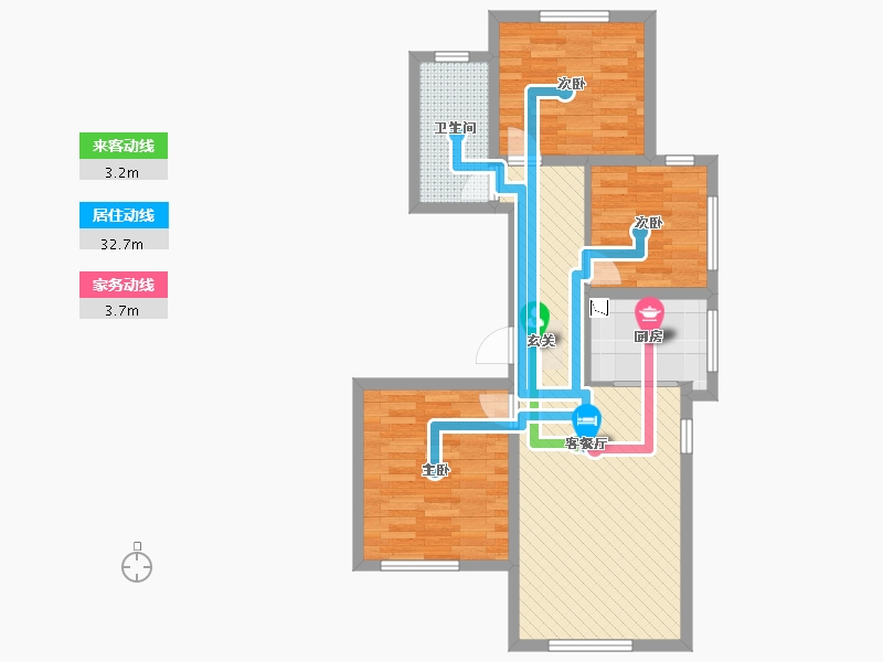 河北省-唐山市-万科南湖春晓-72.14-户型库-动静线