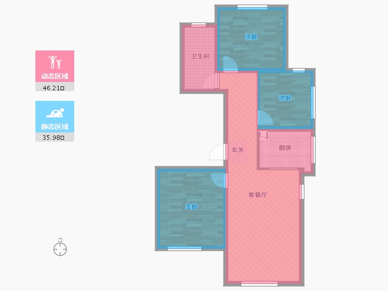 河北省-唐山市-万科南湖春晓-72.14-户型库-动静分区