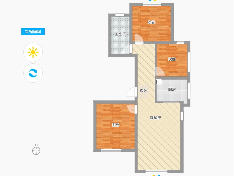 河北省-唐山市-万科南湖春晓-72.14-户型库-采光通风