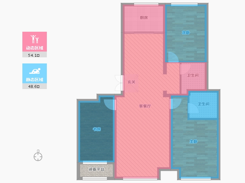 内蒙古自治区-包头市-锦尚国际-93.42-户型库-动静分区