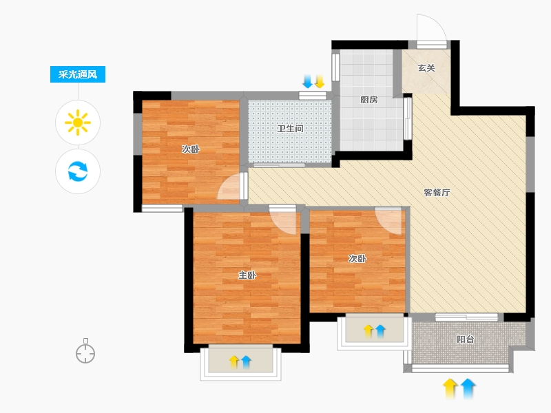 湖北省-宜昌市-智禧湾-71.39-户型库-采光通风