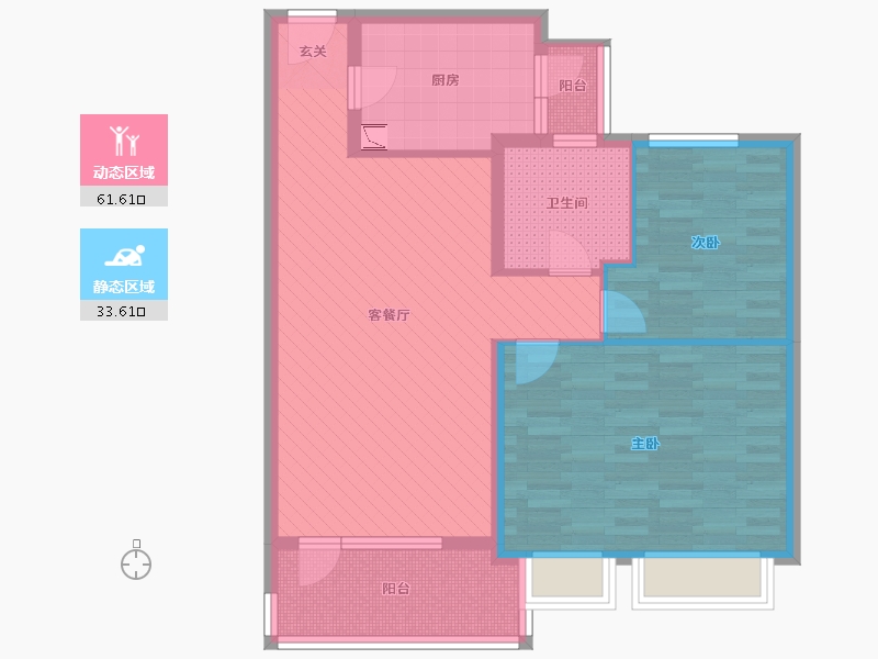 江苏省-苏州市-昆城景苑-84.61-户型库-动静分区