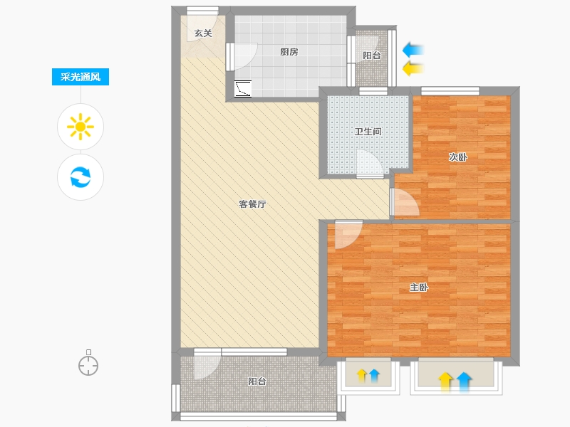 江苏省-苏州市-昆城景苑-84.61-户型库-采光通风