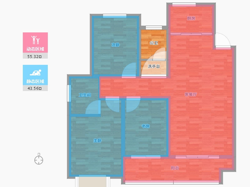 浙江省-杭州市-未知小区-93.95-户型库-动静分区