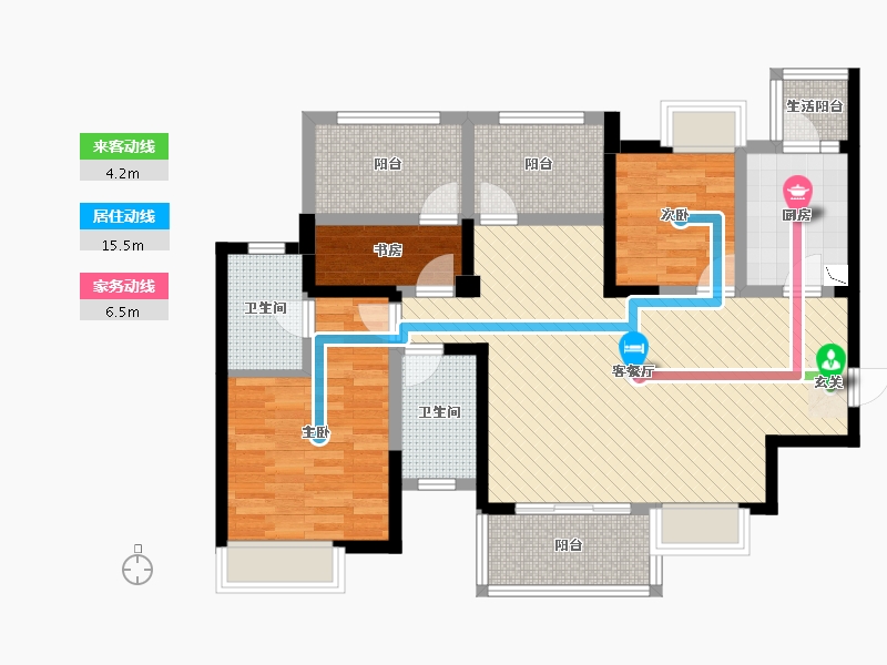 四川省-宜宾市-鲁能山水原著-90.83-户型库-动静线