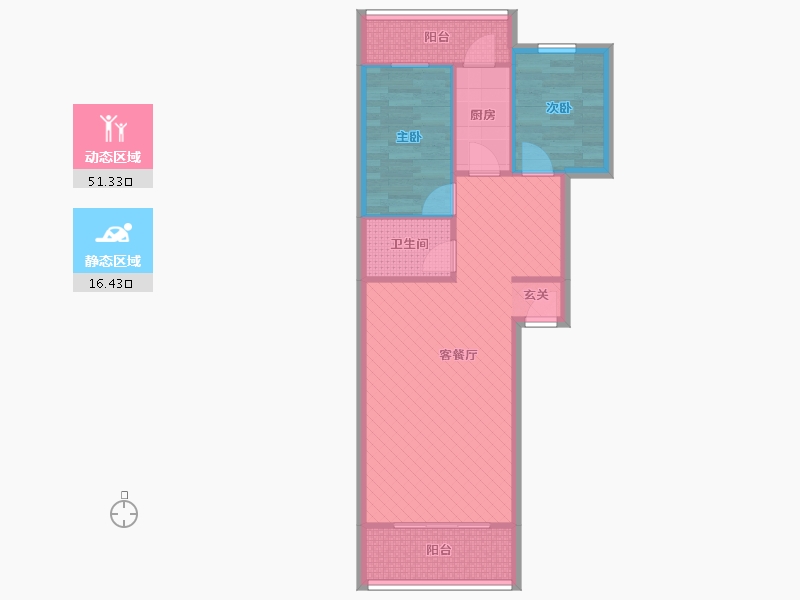 北京-北京市-幸福东区12号楼2单元6楼-60.05-户型库-动静分区