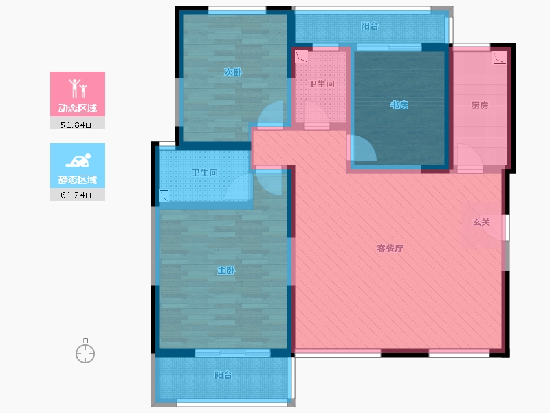 陕西省-西安市-西安邮电大学东区家属院-E1-98.33-户型库-动静分区