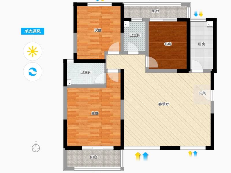 陕西省-西安市-西安邮电大学东区家属院-E1-98.33-户型库-采光通风