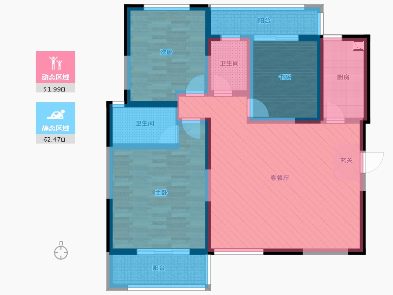 陕西省-西安市-西安邮电大学东区家属院-E1-99.68-户型库-动静分区