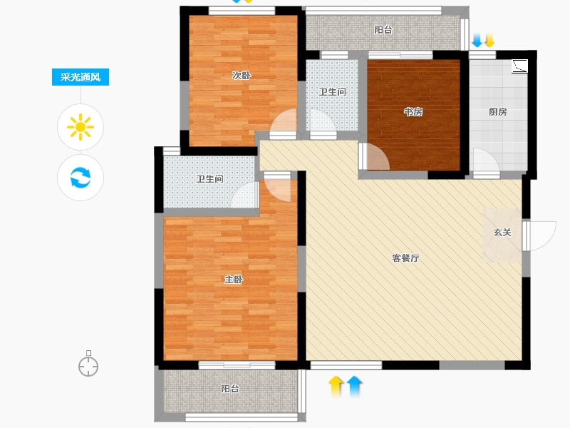 陕西省-西安市-西安邮电大学东区家属院-E1-99.68-户型库-采光通风