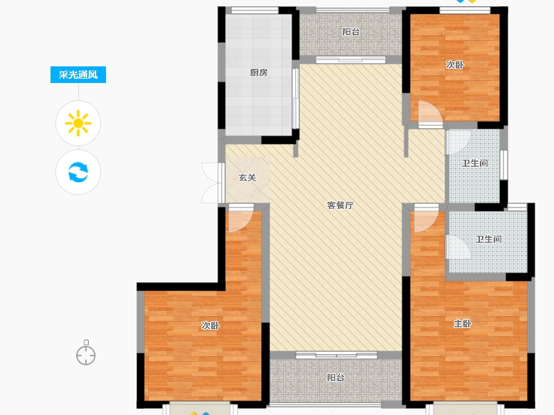 陕西省-西安市-德杰德裕天下-120.00-户型库-采光通风