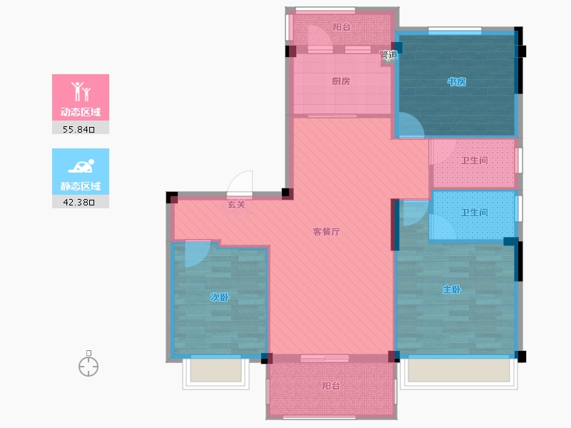 湖北省-荆门市-钟祥碧桂园-87.39-户型库-动静分区